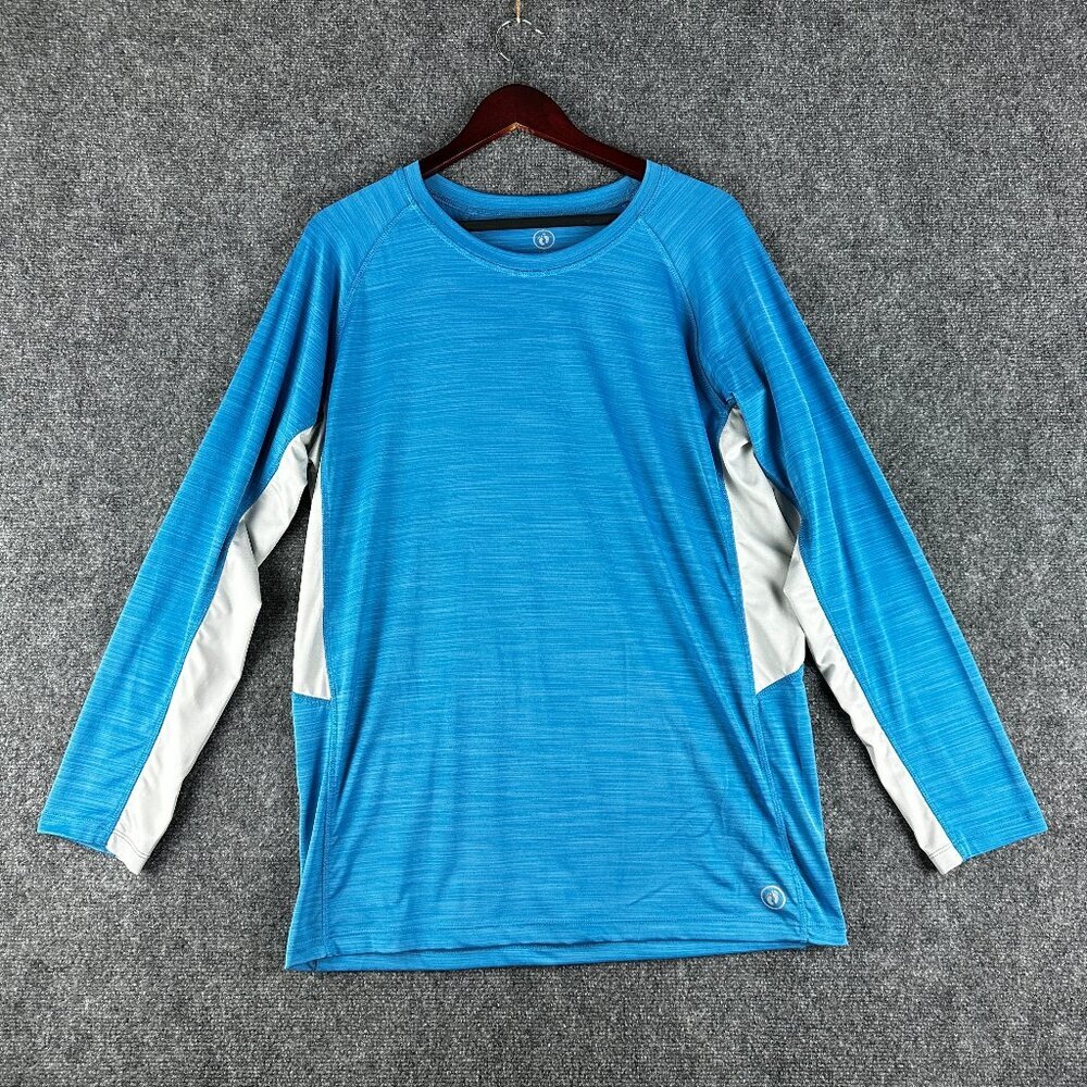 Hang Ten Shirt Mens Large Pullover Blue Long Sleeve UV Protection UPF 50 Surf